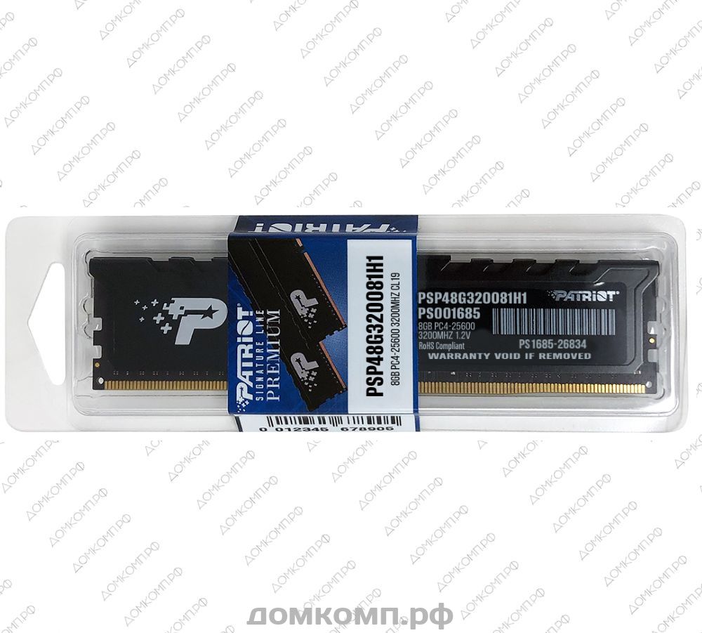 Надежная и быстрая Оперативная память DDR4 8 Гб 3200MHz Patriot Signature  Line Premium (PSP48G320081H1) в Оренбурге — Домкомп.рф